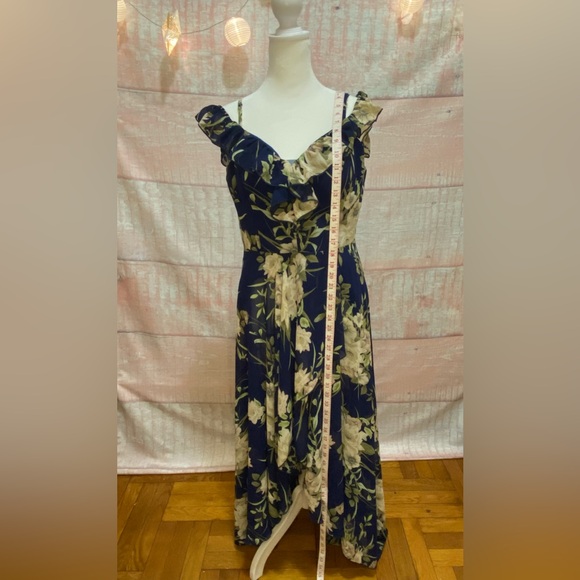 Mgiacy Off-Shoulder Blue Floral Ruffled Dress Size L - Picture 5 of 5